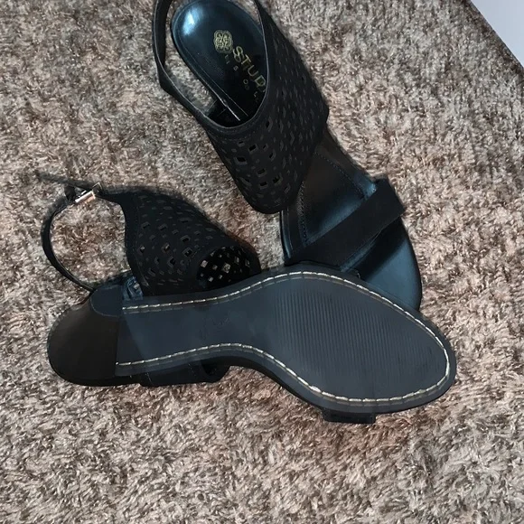 Black suede and leather Studio Isola summer heels - Picture 4 of 5